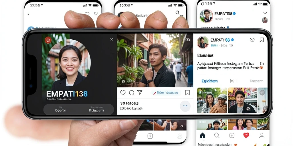 Tampilan menarik dari aplikasi EMPATI138 dengan berbagai pilihan filter foto.