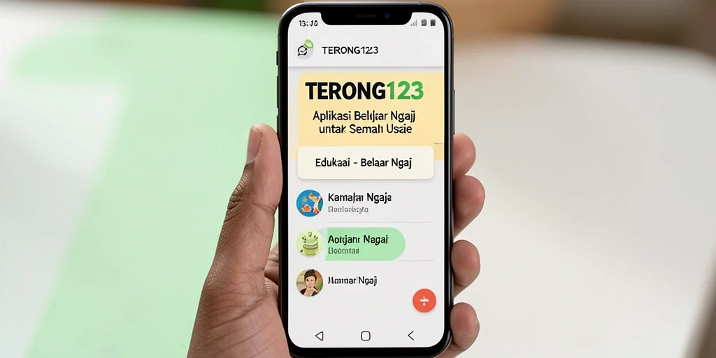 Antarmuka utama TERONG123 dengan fitur Belajar Ngaji.